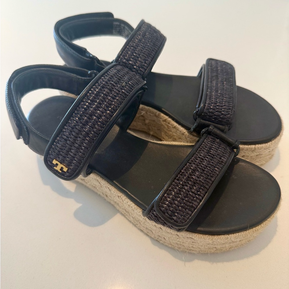 Tory Burch Black Woven Strap Sandals